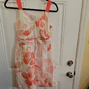 Floral Ladies Dress in Coral and White